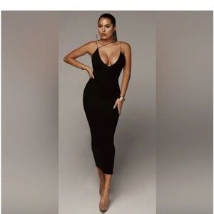 JLUXLABEL Black Midi Dress